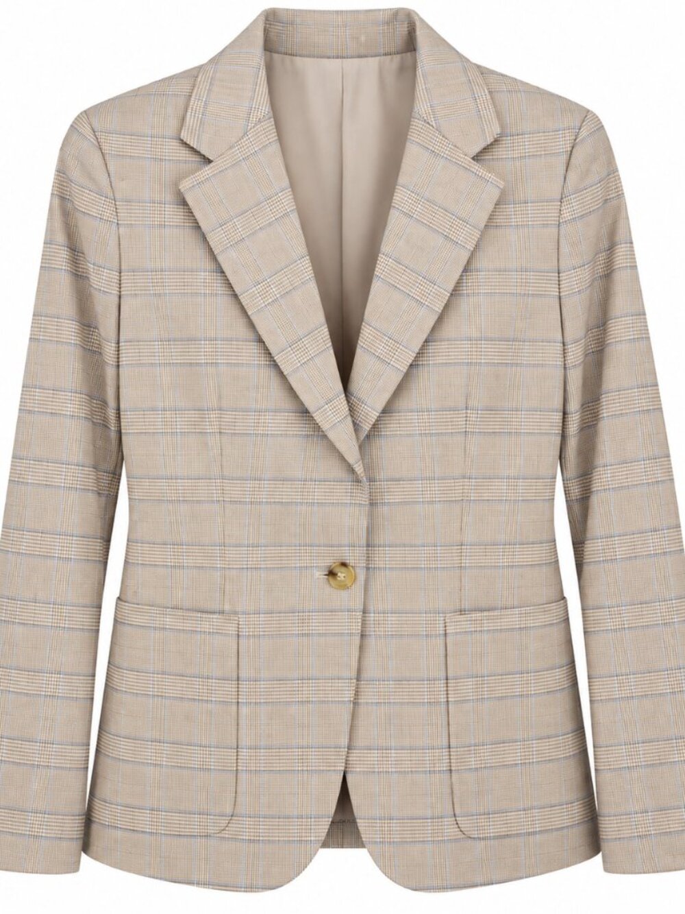 Chaps Tan Plaid Blazer Size 10 NWT Blue Windowpane Preppy Career Jacket